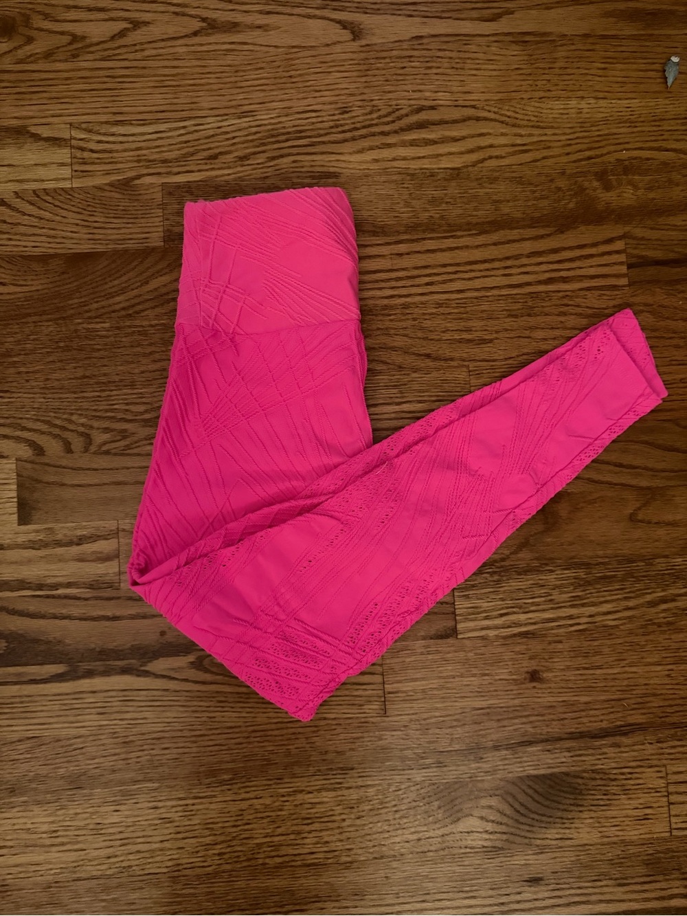 Onzie Hot Pink Textured High-Waist Leggings